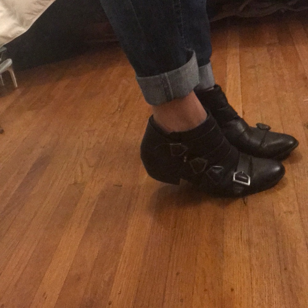 Belted ankle booties